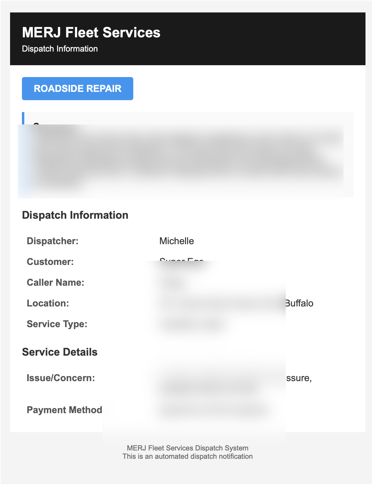 Dispatch notification example 8